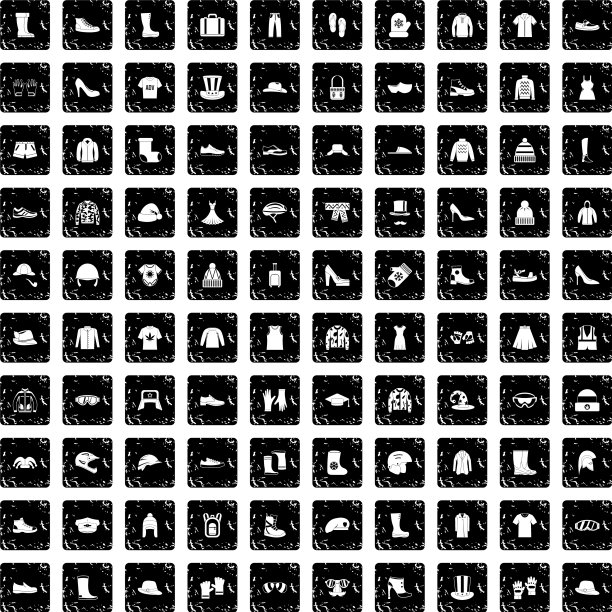 100件衣服和配饰图标套装图片下载