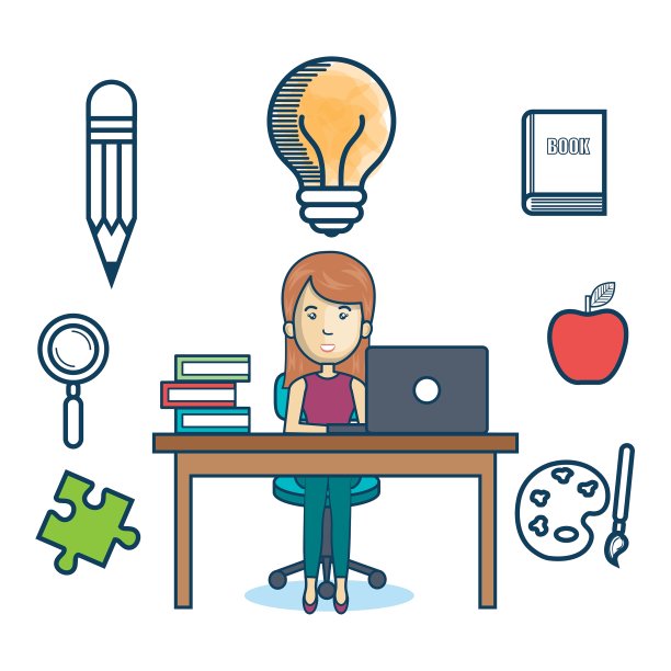 教育在线女性桌面笔记本电脑图片下载