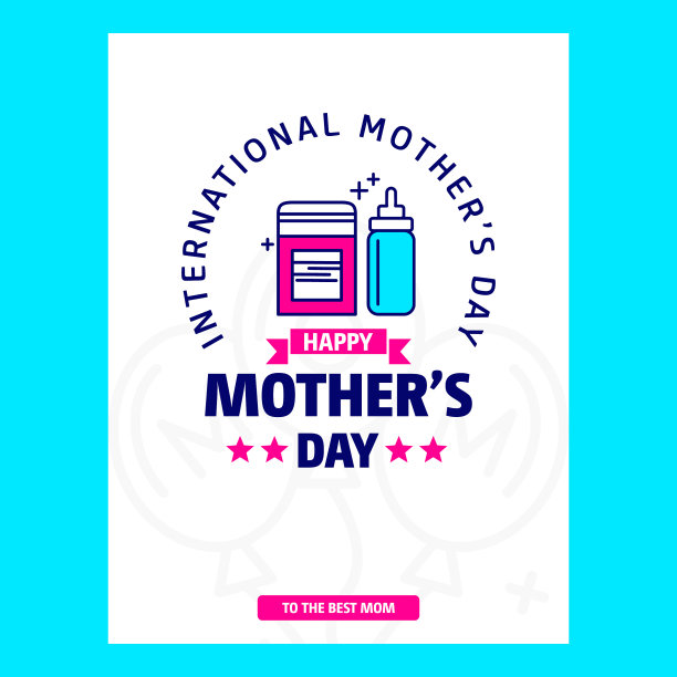 母亲节贺卡与蓝色的主题和创意图片下载