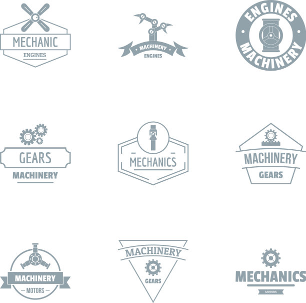 机械齿轮标志设置简约风格图片下载