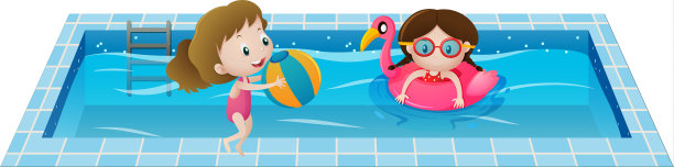 两个女孩在游泳池里玩图片下载