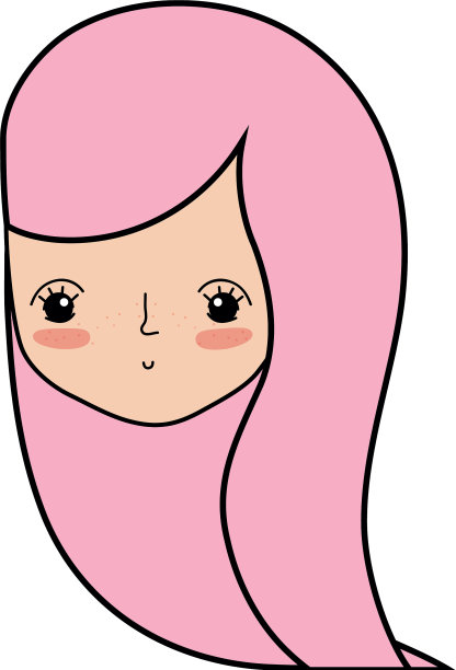 可爱的女人头与发型设计图片下载