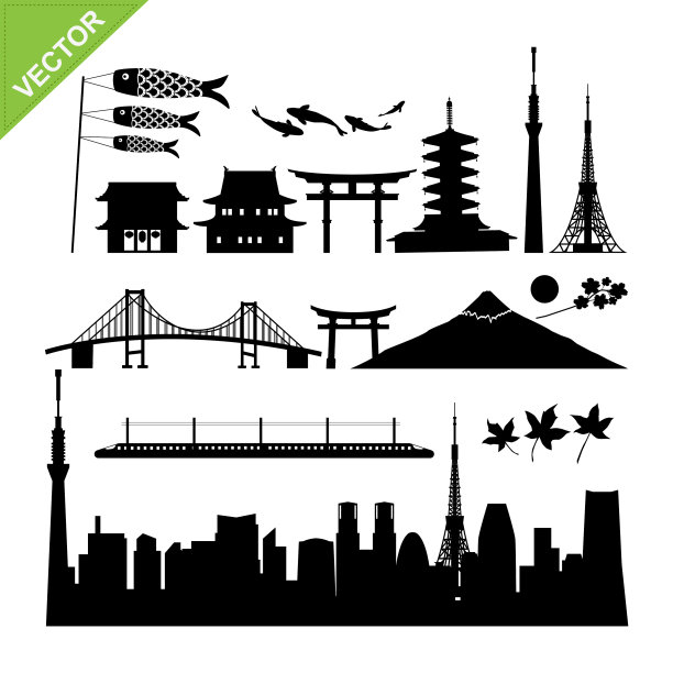 日本东京的地标剪影图片下载