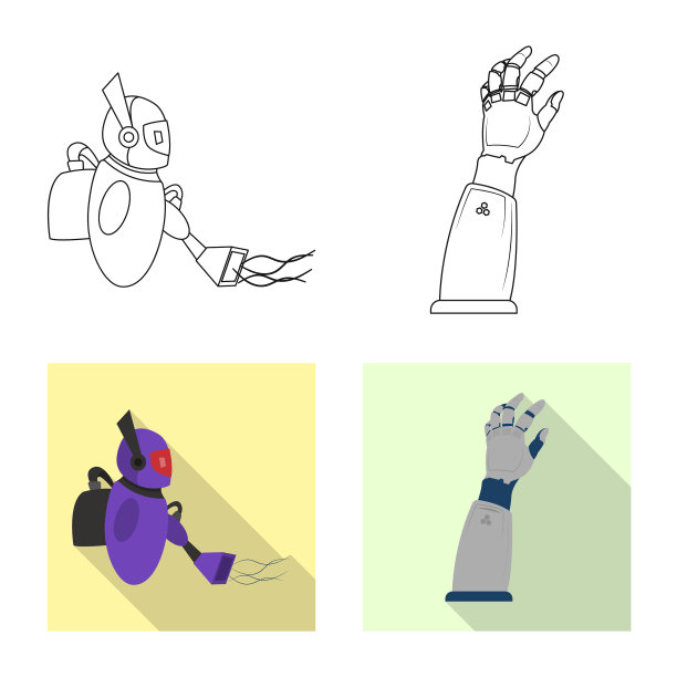 机器人和工厂符号集的设计图片下载