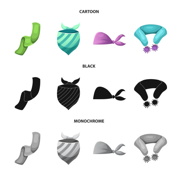 围巾和披肩图标的设计套装图片下载