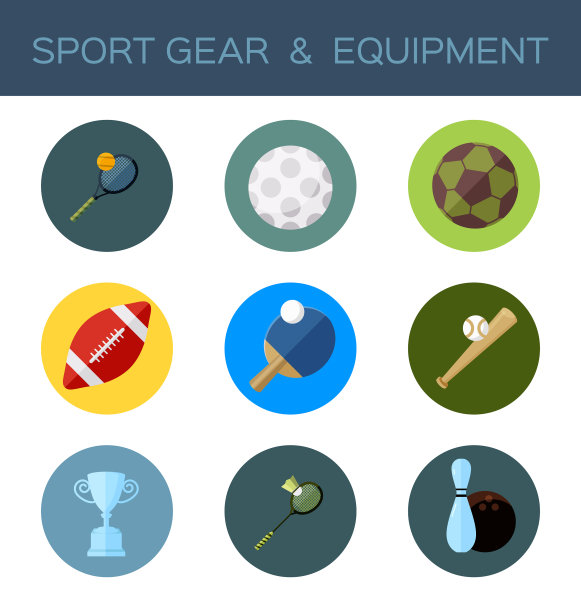 运动装备平面图标图片下载