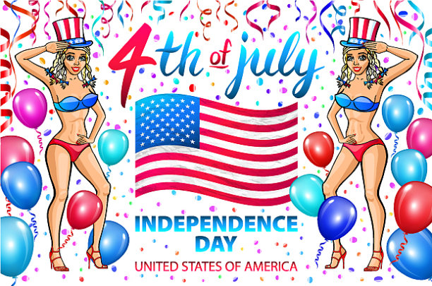 一个女孩庆祝独立日的海报图片下载