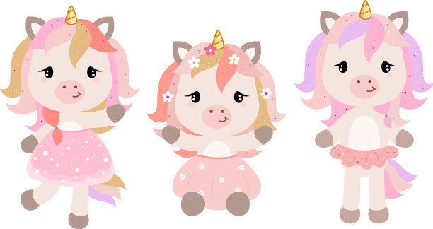 色彩柔和的卡通独角兽图片下载