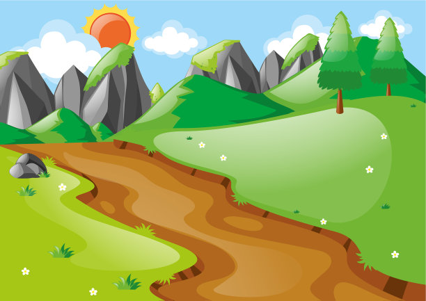 山上有徒步旅行的小路图片下载