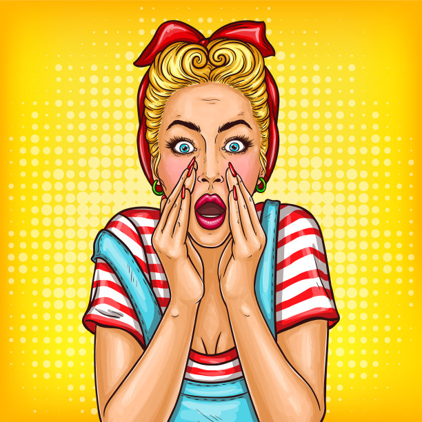 波普艺术的别针女孩震惊了惊讶图片下载