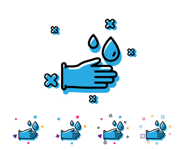 清洁橡胶手套线图标卫生标志图片下载