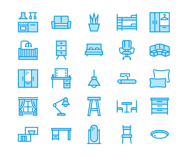 家具平面线条图标客厅图片下载