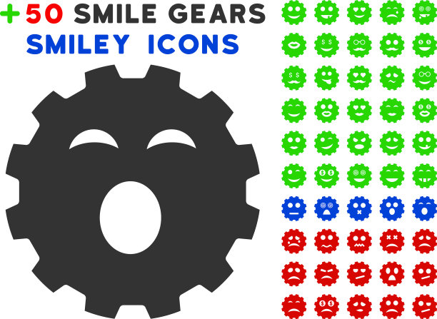 沉睡的微笑齿轮图标与奖金情感设置图片下载