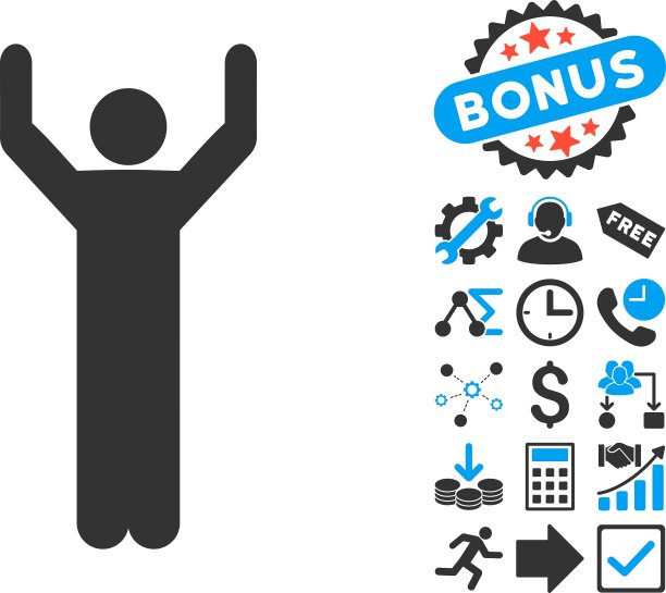 手向上姿态与奖金平面图标图片下载