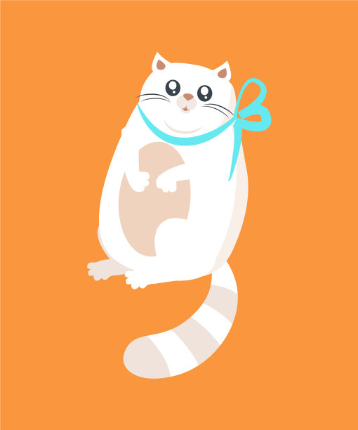 猫咪白色的猫装饰蓝色蝴蝶结带子在脖子上图片下载
