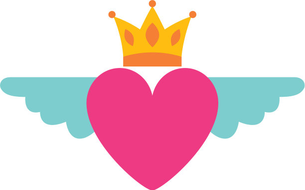 15、恋爱中的心用翅膀装饰王冠图片下载