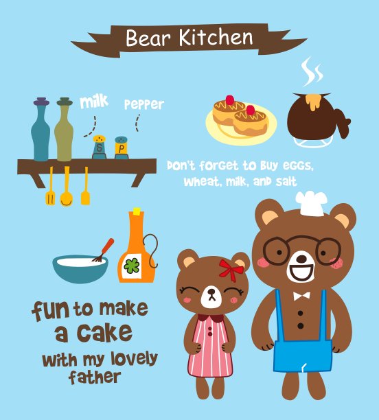 可爱的熊在厨房图片下载