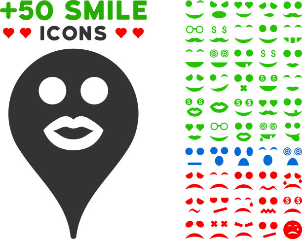 亲吻微笑地图标记图标与奖金微笑图片下载