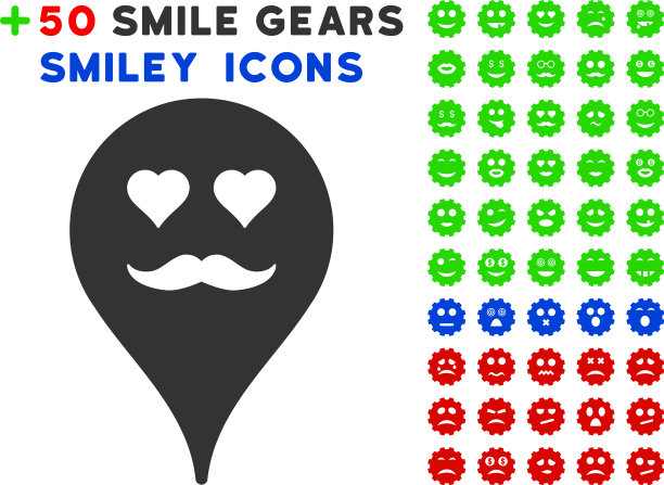 情人的笑脸地图标记图标与奖金的表情图片下载