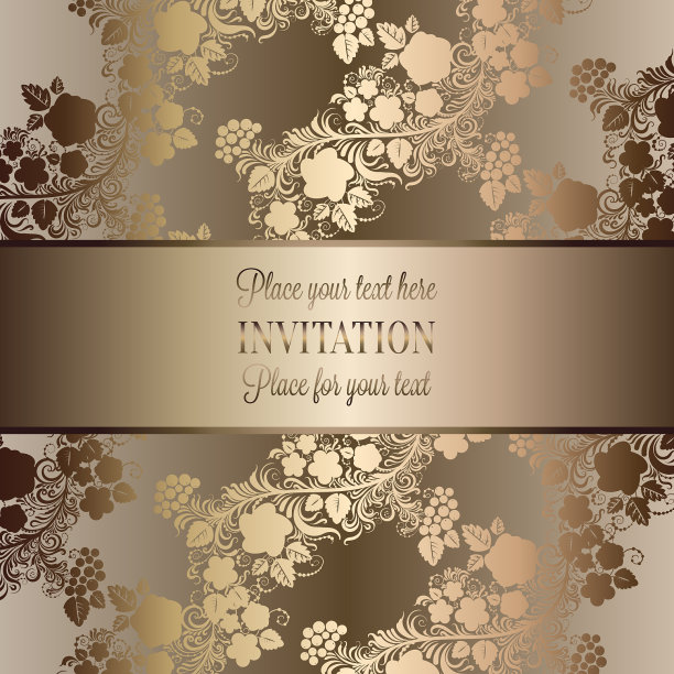 错综复杂的巴洛克豪华婚礼请柬图片下载