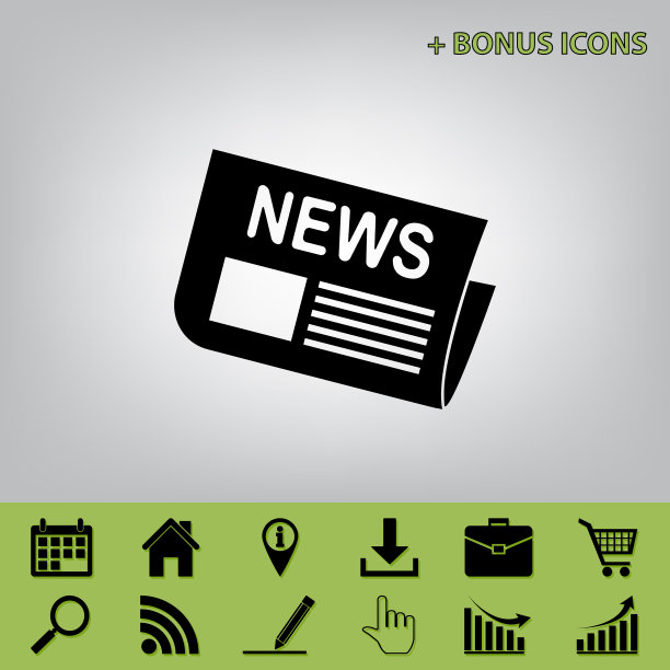 报纸标志黑色，灰色图标图片下载