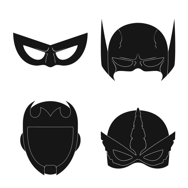 英雄和面具的标志集图片下载