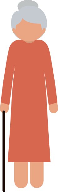 剪影老年妇女与一根手杖没有脸图片下载