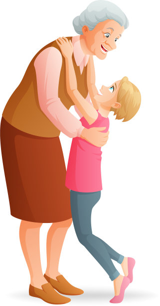 微笑的祖母拥抱着她的孙女图片下载