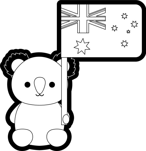 带着澳大利亚国旗的考拉宝宝图片下载