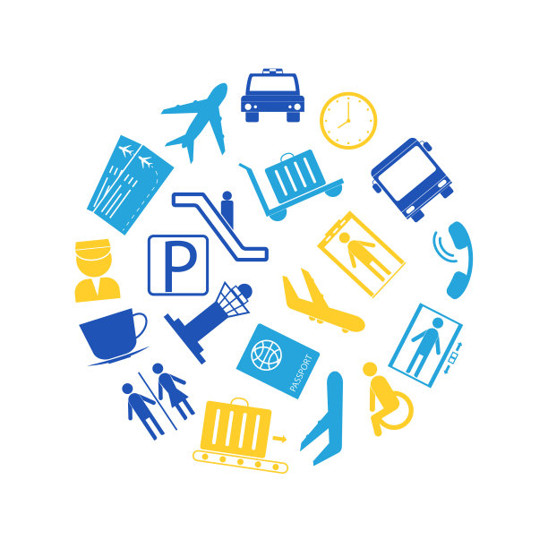 卡通剪影机场圆形设计模板图片下载