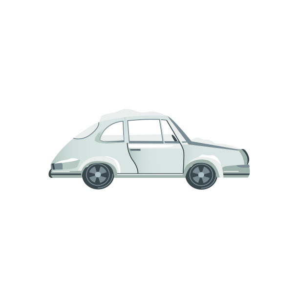 平侧观灰色轿车覆盖积雪图片下载