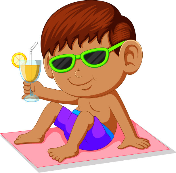 拿着鸡尾酒的卡通男孩图片下载
