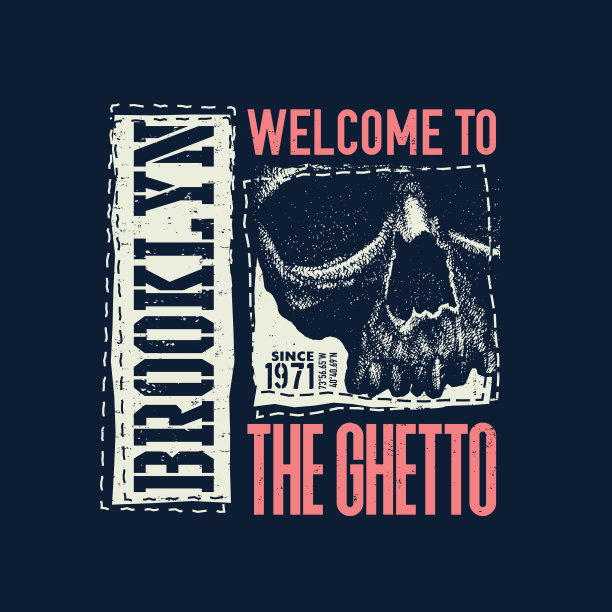 复古的城市字体与头骨图片下载