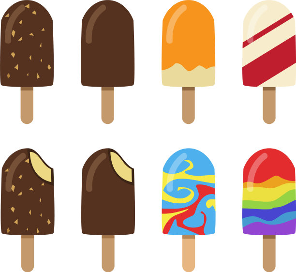 一套冰激淋酒吧在扁平风格图片下载