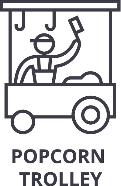 爆米花电车细线图标标志符号图片下载