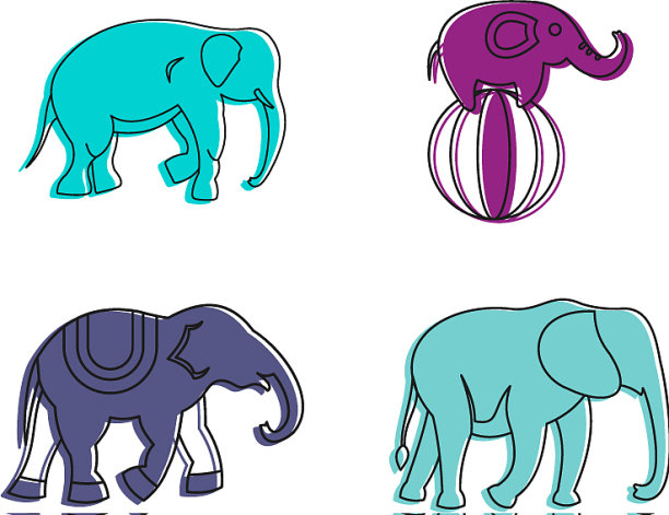 大象图标设置颜色轮廓样式图片下载