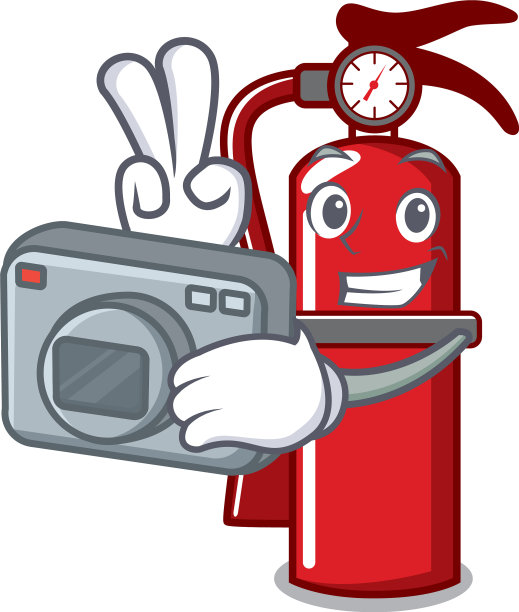 灭火器吉祥物卡通摄影师图片下载
