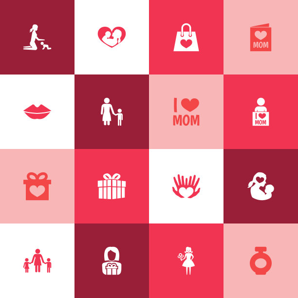母亲节图标设计概念集16个这样图片下载