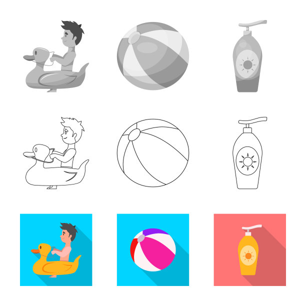 孤立对象的游泳池和游泳标志集图片下载