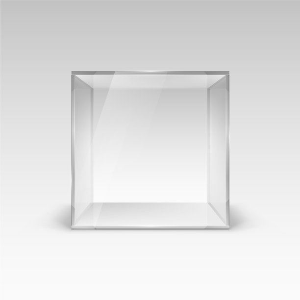 空玻璃橱窗在白色的立方体形式图片下载
