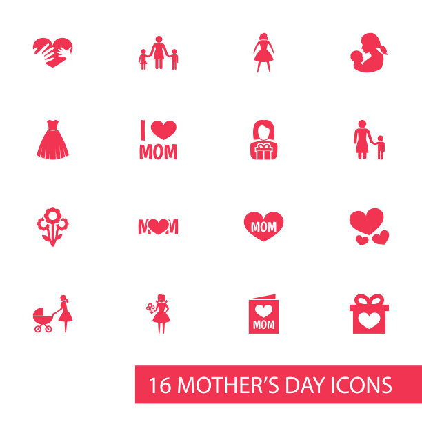 母亲节图标设计概念集16个这样图片下载
