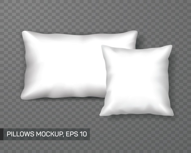 一套白色枕头模型或模板前视图图片下载