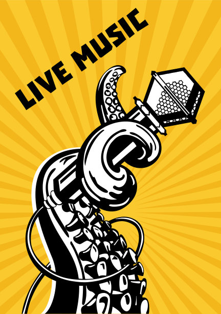 现场音乐章鱼触手与麦克风图片下载