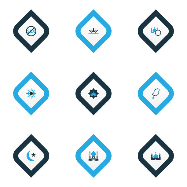 斋月图标彩色集masjid fajr no图片下载