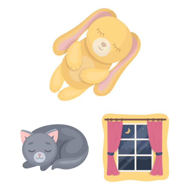 休息和睡眠卡通图标集合图片下载