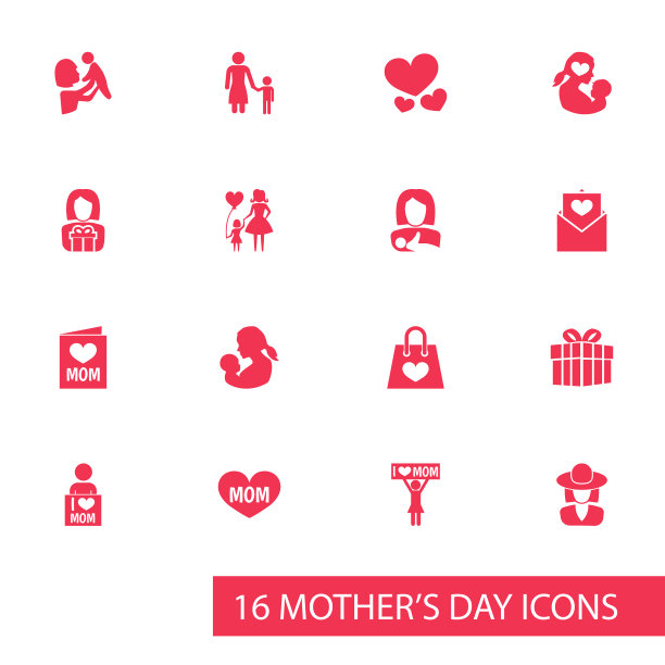 母亲节图标设计概念集16个这样图片下载