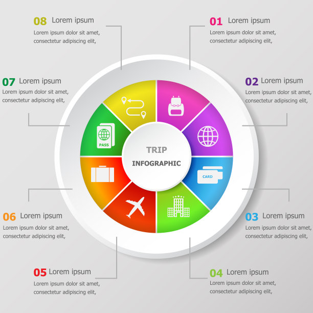 信息图表设计模板与旅行图标图片下载