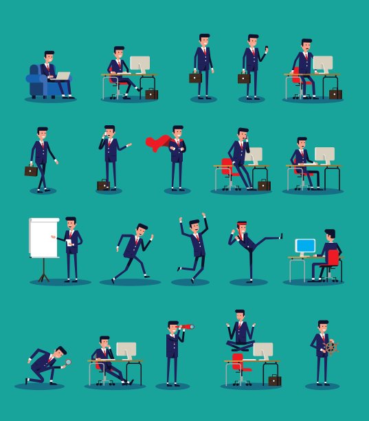 一套商人性格的姿势图片下载