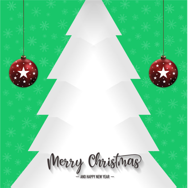 圣诞树上装饰着绿色的松树图片下载