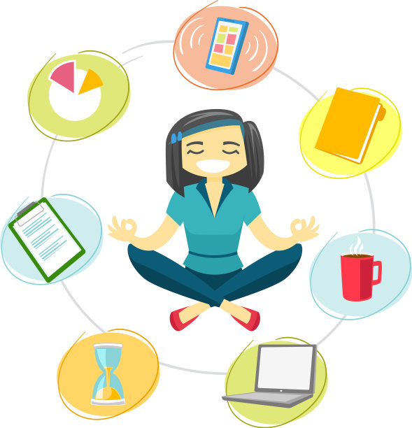 女商人在瑜伽莲花姿势冥想图片下载